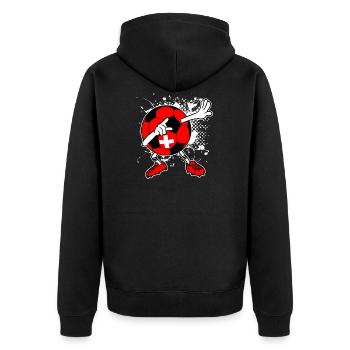Schweiz Fußball Nationalmannschaft Geschenk - Unisex Premium Bio Zip Hoodie - Schwarz - Hinten - Nico (187cm)