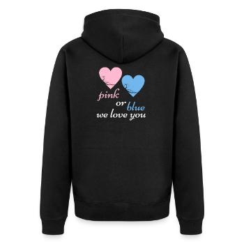 Pink Or Blue We Love Baby Birth Pregnancy - Unisex Premium Organic Zip Hoodie - black - Back - Nico (187cm)