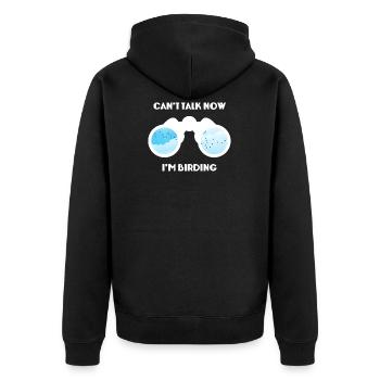 Birdwatching - Vogelbeobachtung - Vögel - Birding - Unisex Premium Bio Zip Hoodie - Schwarz - Hinten - Nico (187cm)
