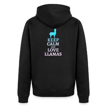llama - Unisex Premium Bio Zip Hoodie - Schwarz - Hinten - Nico (187cm)