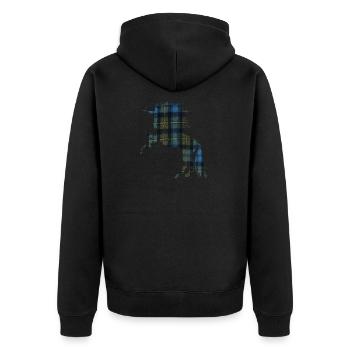 Tartan-T-Shirt für das stolze schottische Einhorn- - Unisex Premium Bio Zip Hoodie - Schwarz - Hinten - Nico (187cm)