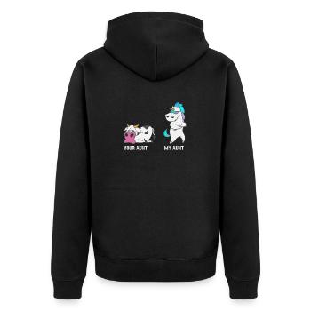 Unicorn Cow Your Aunt My Aunt Gift EN - Unisex Premium Organic Zip Hoodie - black - Back - Nico (187cm)