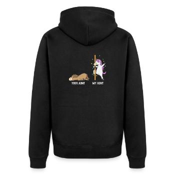 Unicorn horse your aunt my aunt gift EN - Unisex Premium Organic Zip Hoodie - black - Back - Nico (187cm)