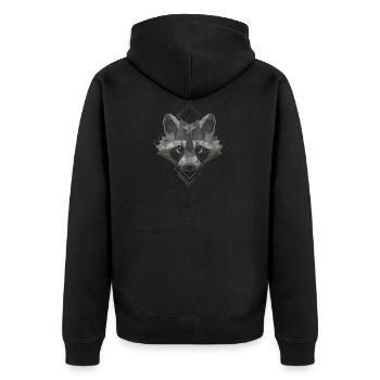 racoon - Unisex Premium Organic Zip Hoodie - black - Back - Nico (187cm)