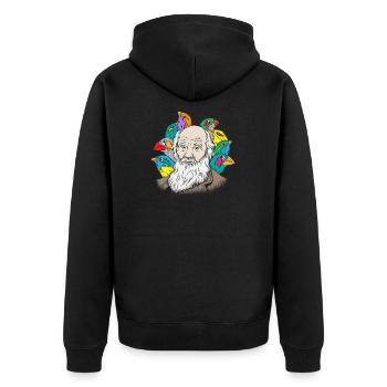 Charles Darwin Portrait Geschenk Evolution - Unisex Premium Bio Zip Hoodie - Schwarz - Hinten - Nico (187cm)