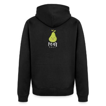 Vegetarier Birne Perfekt Pearfect Lustig Geschenk - Unisex Premium Bio Zip Hoodie - Schwarz - Hinten - Nico (187cm)