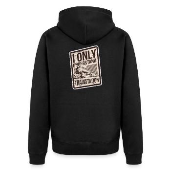 Lustiger Denglisch Spruch Denglisch Sprüche - Unisex Premium Bio Zip Hoodie - Schwarz - Hinten - Nico (187cm)