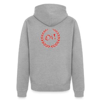 OI Skinheads SKA PUNK RUDE JONGEN BOOTBOY MUZIEK CULT - Uniseks Premium bio ziphoodie - grijs gemêleerd - Achter - Nico (187cm)