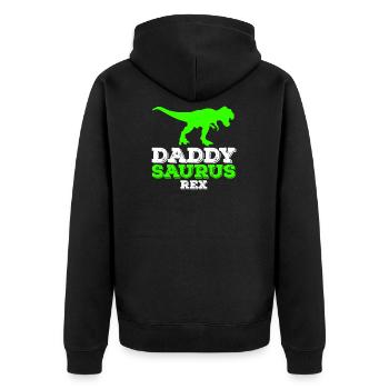 Daddysaurus Vatertag Father's Day Papa Geschenk - Unisex Premium Bio Zip Hoodie - Schwarz - Hinten - Nico (187cm)