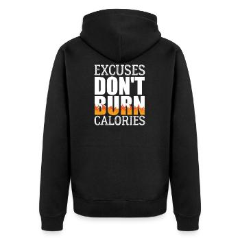 Burn Calories - Unisex Premium Organic Zip Hoodie - black - Back - Nico (187cm)