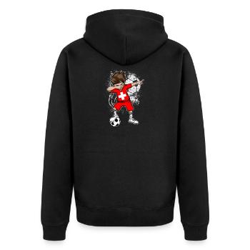 Schweiz Fußball Nationalmannschaft Geschenk - Unisex Premium Bio Zip Hoodie - Schwarz - Hinten - Nico (187cm)
