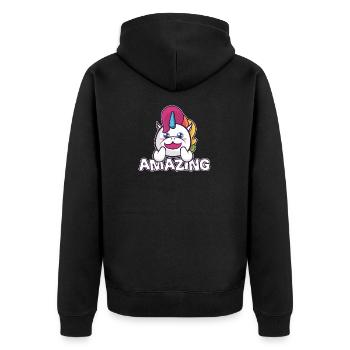 Amazing Unicorn - Tolles Einhorn - Unisex Premium Bio Zip Hoodie - Schwarz - Hinten - Nico (187cm)