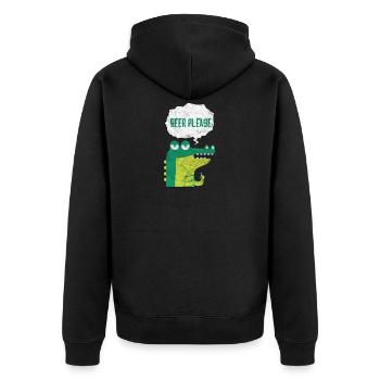 Crocodile zoo saying gift party beer cartoon - Unisex Premium Organic Zip Hoodie - black - Back - Nico (187cm)