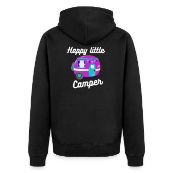 Happy Little Camper Camping Fans Geschenk - Unisex Premium Bio Zip Hoodie - Schwarz - Hinten - Nico (187cm)