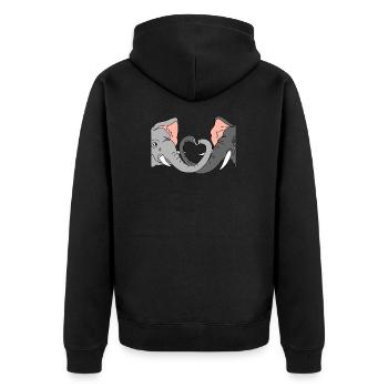 Elephants Love Heart Trunk - Unisex Premium Organic Zip Hoodie - black - Back - Nico (187cm)