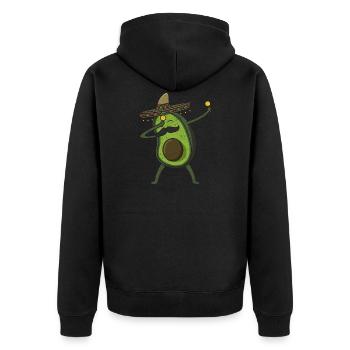 Avocado - Dab Pose - Dabbing - Geschenk - Unisex Premium Bio Zip Hoodie - Schwarz - Hinten - Nico (187cm)