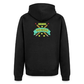 Lehrer Lehrerin Schule Unterricht Lehramt Schüler. - Unisex Premium Bio Zip Hoodie - Schwarz - Hinten - Nico (187cm)