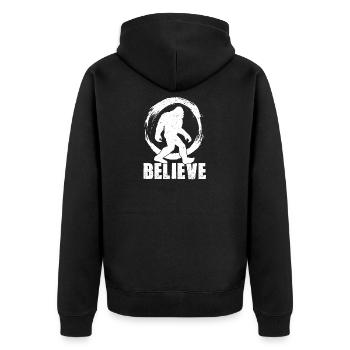 Bigfoot - Unisex Premium Bio Zip Hoodie - Schwarz - Hinten - Nico (187cm)