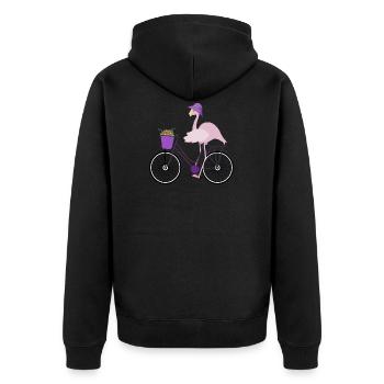 Flamingo riding a bike - Unisex Premium Bio Zip Hoodie - Schwarz - Hinten - Nico (187cm)