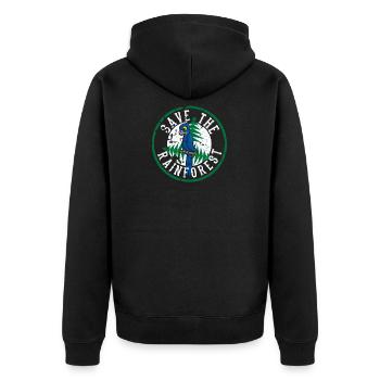 Save the Rainforest - Save the Animals - Primeval Tree - Unisex Premium Organic Zip Hoodie - black - Back - Nico (187cm)