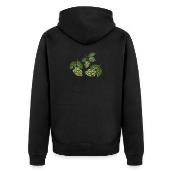 Hopfen - Unisex Premium Bio Zip Hoodie - Schwarz - Hinten - Nico (187cm)