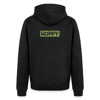 Hopfen - Unisex Premium Bio Zip Hoodie - Schwarz - Hinten - Nico (187cm)