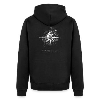 Not All That Wander Are Lost Kompass Landkarte - Unisex Premium Bio Zip Hoodie - Schwarz - Hinten - Nico (187cm)