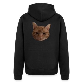 Cat's head red - Unisex Premium Organic Zip Hoodie - black - Back - Nico (187cm)