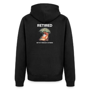 Funny Retirement Shirt For Recently Retired - Unisex Premium Organic Zip Hoodie - black - Back - Nico (187cm)