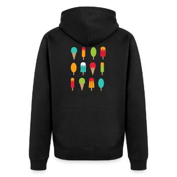 Eis, Eis und nochmehr Eis | Sommer Shirt - Unisex Premium Bio Zip Hoodie - Schwarz - Hinten - Nico (187cm)