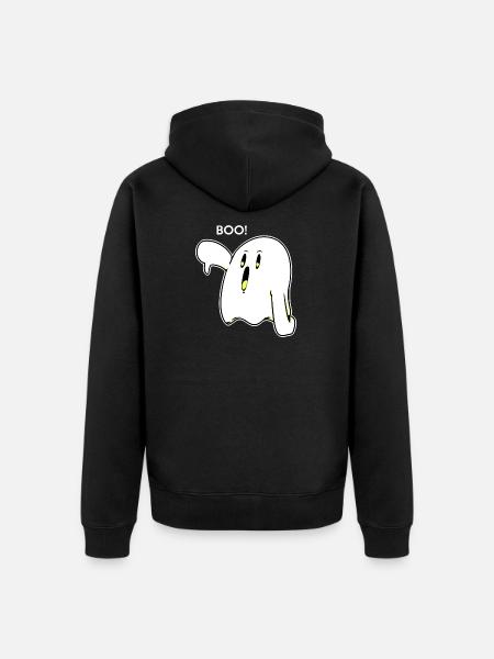 BOO - Ghost - Ghost - Spooky - Gift - Unisex Premium Organic Zip Hoodie - black