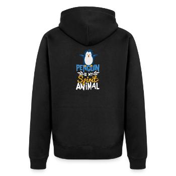 Penguin is My Spirit Animal Cute T-Shirt - Unisex Premium Organic Zip Hoodie - black - Back - Nico (187cm)