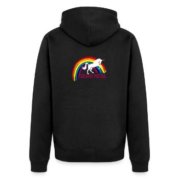 Death Metal Einhorn - lustig Regenbogen Geschenk - Unisex Premium Bio Zip Hoodie - Schwarz - Hinten - Nico (187cm)
