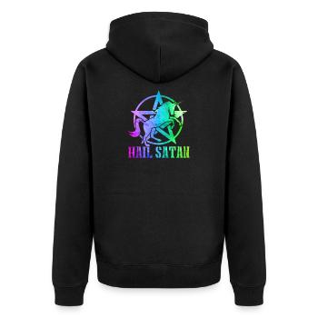 Hail Satan - Unicorn Pentacle Metal funny - Unisex Premium Organic Zip Hoodie - black - Back - Nico (187cm)