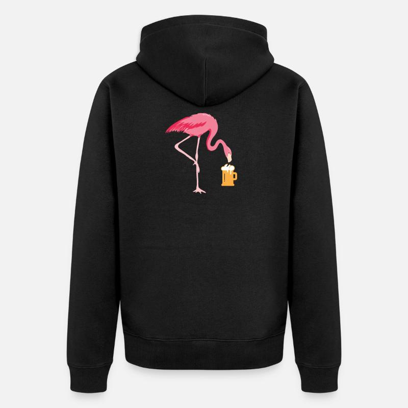 Flamingo Bier - Unisex Premium Bio Zip Hoodie - Schwarz