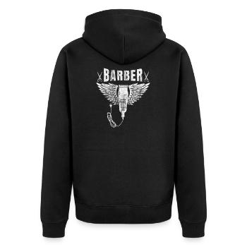 Barber shop barbers barber shirt gift beard - Unisex Premium Organic Zip Hoodie - black - Back - Nico (187cm)