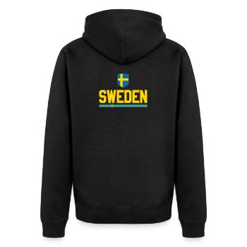 Drapeau du Championnat du monde de fan de football de Suède - Veste à capuche bio Premium Unisexe - noir - Dos - Nico (187cm)