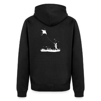 Unterwasserjunge Shirt - Unisex Premium Bio Zip Hoodie - Schwarz - Hinten - Nico (187cm)