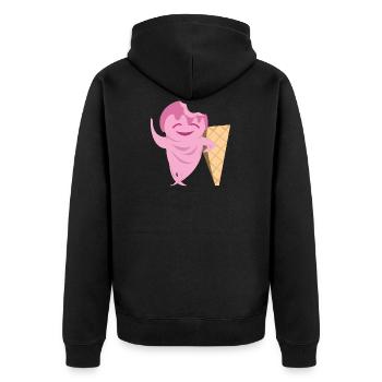 Lustige Eiscreme - Unisex Premium Bio Zip Hoodie - Schwarz - Hinten - Nico (187cm)