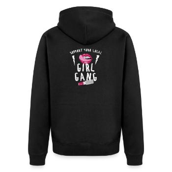 Feminism Design Support Your Local Girl Gang Lips - Unisex Premium Bio Zip Hoodie - Schwarz - Hinten - Nico (187cm)
