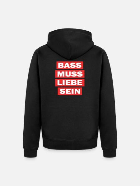 Bas skal være kærlighed - techno electro music - Premium økologisk unisex-hættejakke - sort