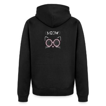 Katze Kätzchen Hipster Katzen Mutter Geschenk - Unisex Premium Bio Zip Hoodie - Schwarz - Hinten - Nico (187cm)