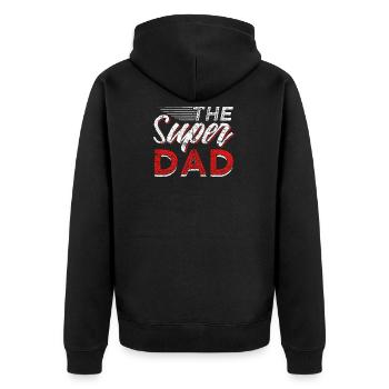 Le super papa super-héros fête des pères - Veste à capuche bio Premium Unisexe - noir - Dos - Nico (187cm)