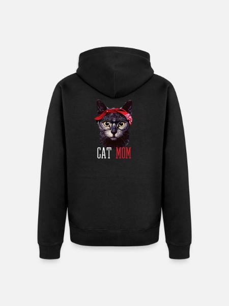 Cat Mom Cats Mom Babe Kittens Hipster - Unisex Premium Organic Zip Hoodie - black