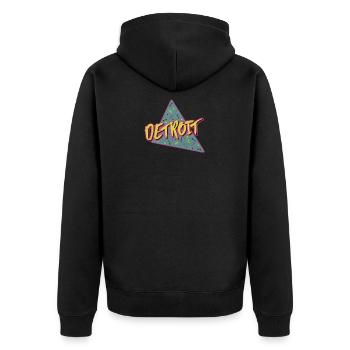 Detroit Michigan Vintage 80s Style Motor Car - Unisex Premium Bio Zip Hoodie - Schwarz - Hinten - Nico (187cm)