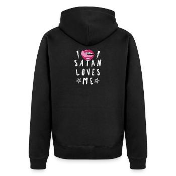 Satanic Lips Satan m'aime Pentagram athée - Veste à capuche bio Premium Unisexe - noir - Dos - Nico (187cm)