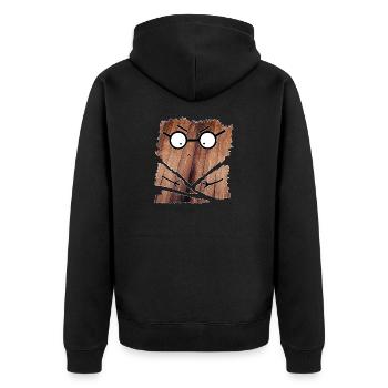 3D Gesicht zerrissen Smylie 3D 3D Holz 3D 3D 3D 3D - Unisex Premium Bio Zip Hoodie - Schwarz - Hinten - Nico (187cm)