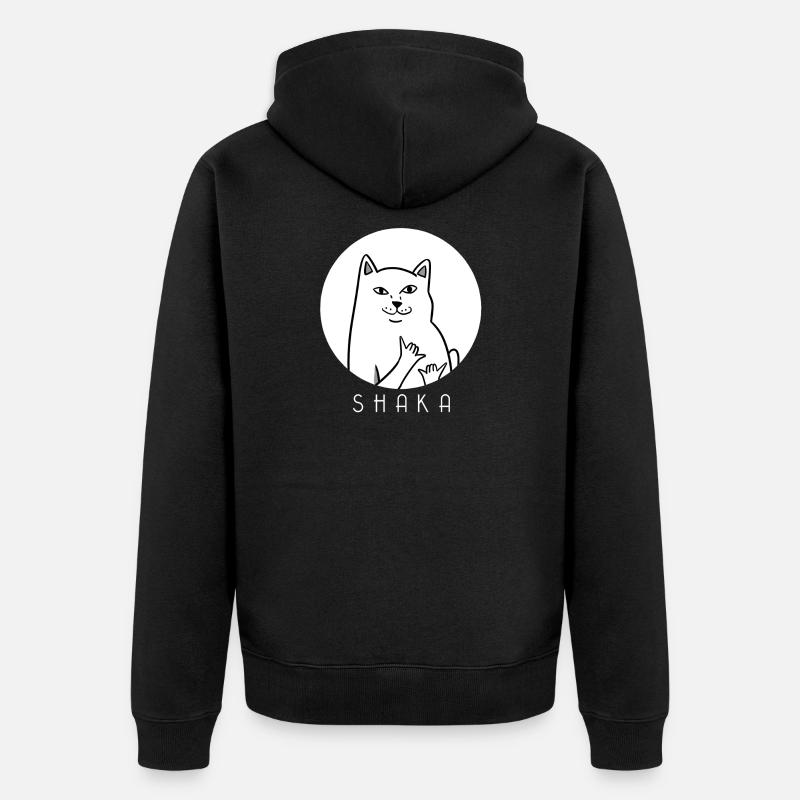 MEME CAT - Shaka - chat - chaton - Veste à capuche bio Premium Unisexe - noir