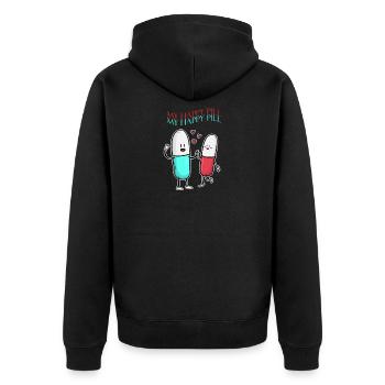 HAPPY PILL - fröhliche Pillen - Tabletten - Liebe - Unisex Premium Bio Zip Hoodie - Schwarz - Hinten - Nico (187cm)