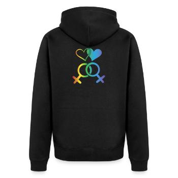 LGBT T-Shirt - Homosexuell - Gay - Lesbisch - CSD - Unisex Premium Bio Zip Hoodie - Schwarz - Hinten - Nico (187cm)
